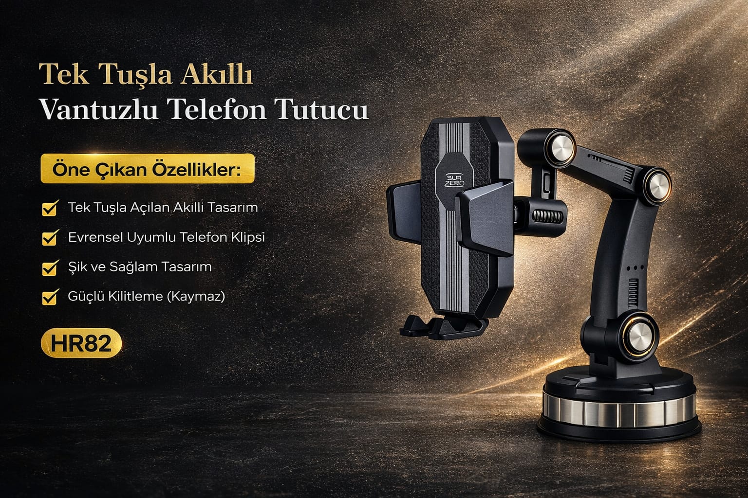 Tek Tuş Vantuzlu Araç Tutucu