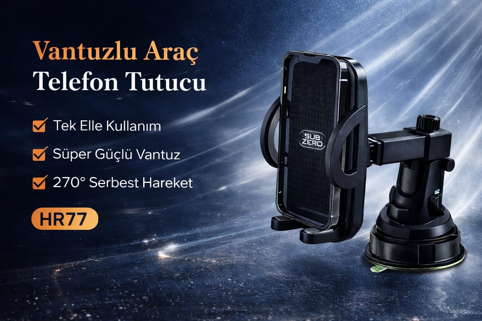 Vantuzlu Araç Telefon Tutucu