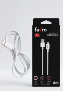 Favro 18W USB to Type-C Hızlı Şarj ve Veri Kablosu 1 Metre
