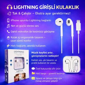 Lightning Girişli Kablolu Kulaklık